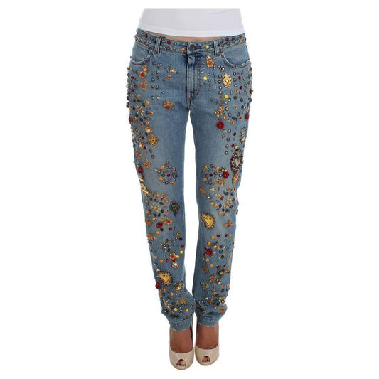 Dolce & Gabbana Crystal Roses Heart Embellished Jeans Dolce & Gabbana