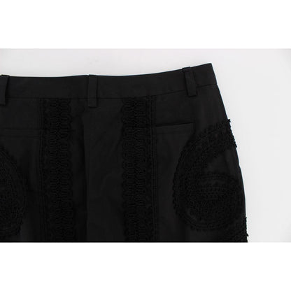 Dolce & Gabbana Black Cotton Stretch Torero Capris Pants