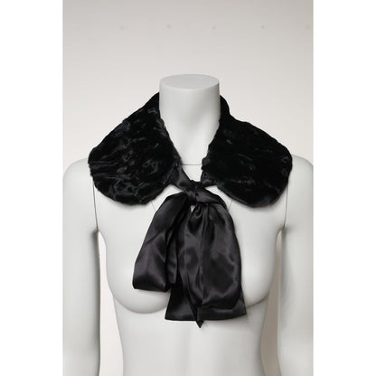 Dolce & Gabbana Black Lamb Fur Women Neck Warmer Winter Scarf