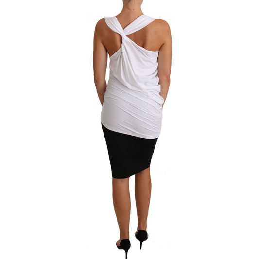 Cavalli Elegant White Tie Back Tank Top Tee Cavalli