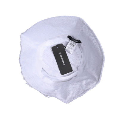 Dolce & Gabbana White Polyester Wide Brim Bucket Hat