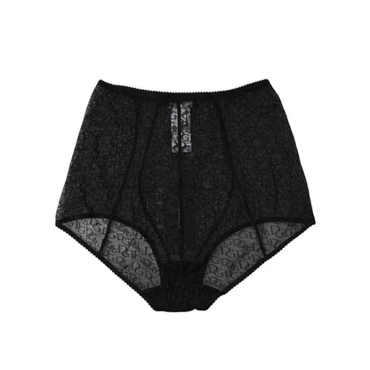 Dolce & Gabbana Black Logo Girdle High Waist Panty Underwear