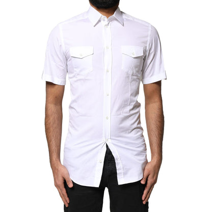 Dolce & Gabbana White GOLD Button Down Casual Men Polo Shirt