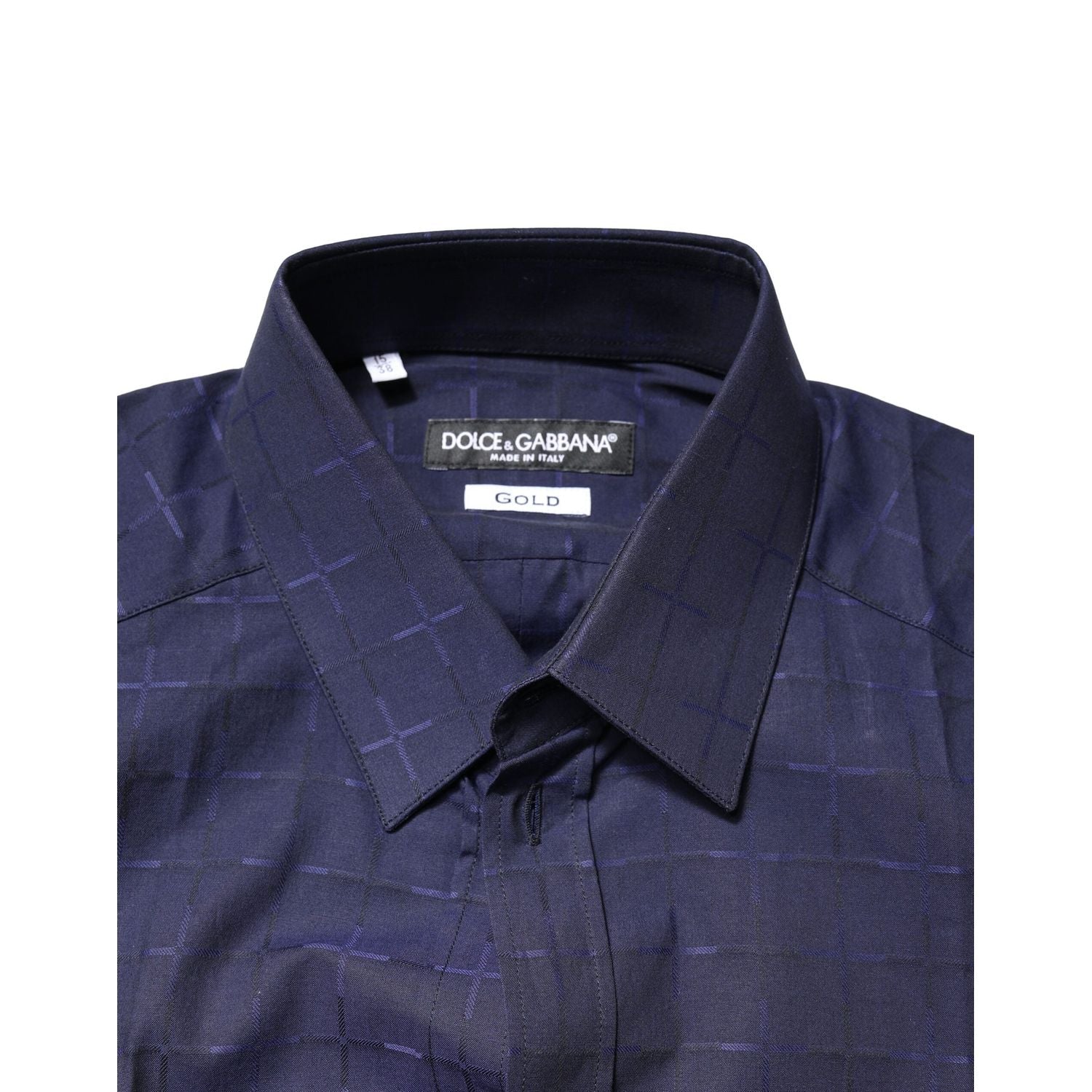 Dolce & Gabbana Blue Check Tartan GOLD Formal Dress Shirt