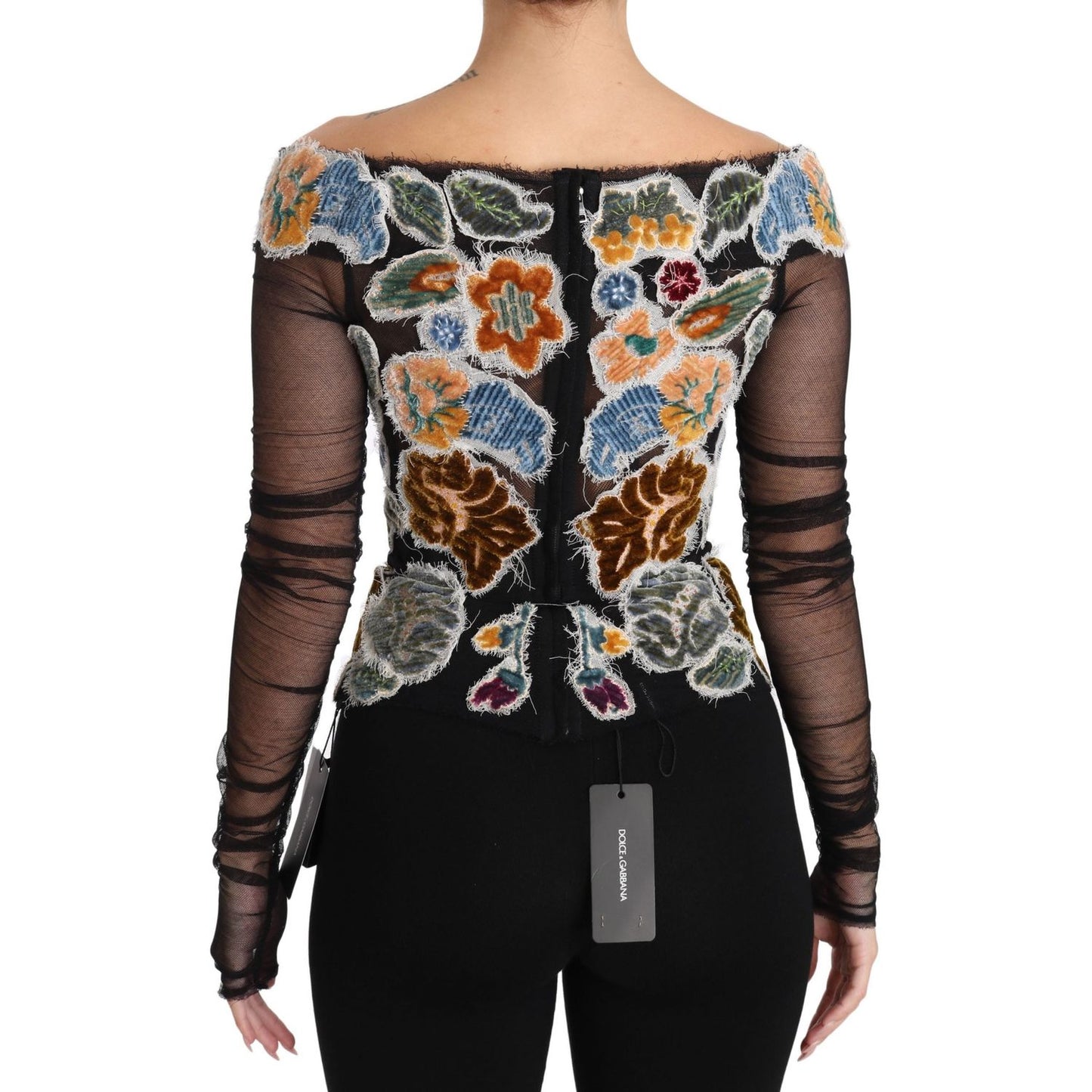 Dolce & Gabbana Elegant Floral Applique Long Sleeve Top Dolce & Gabbana