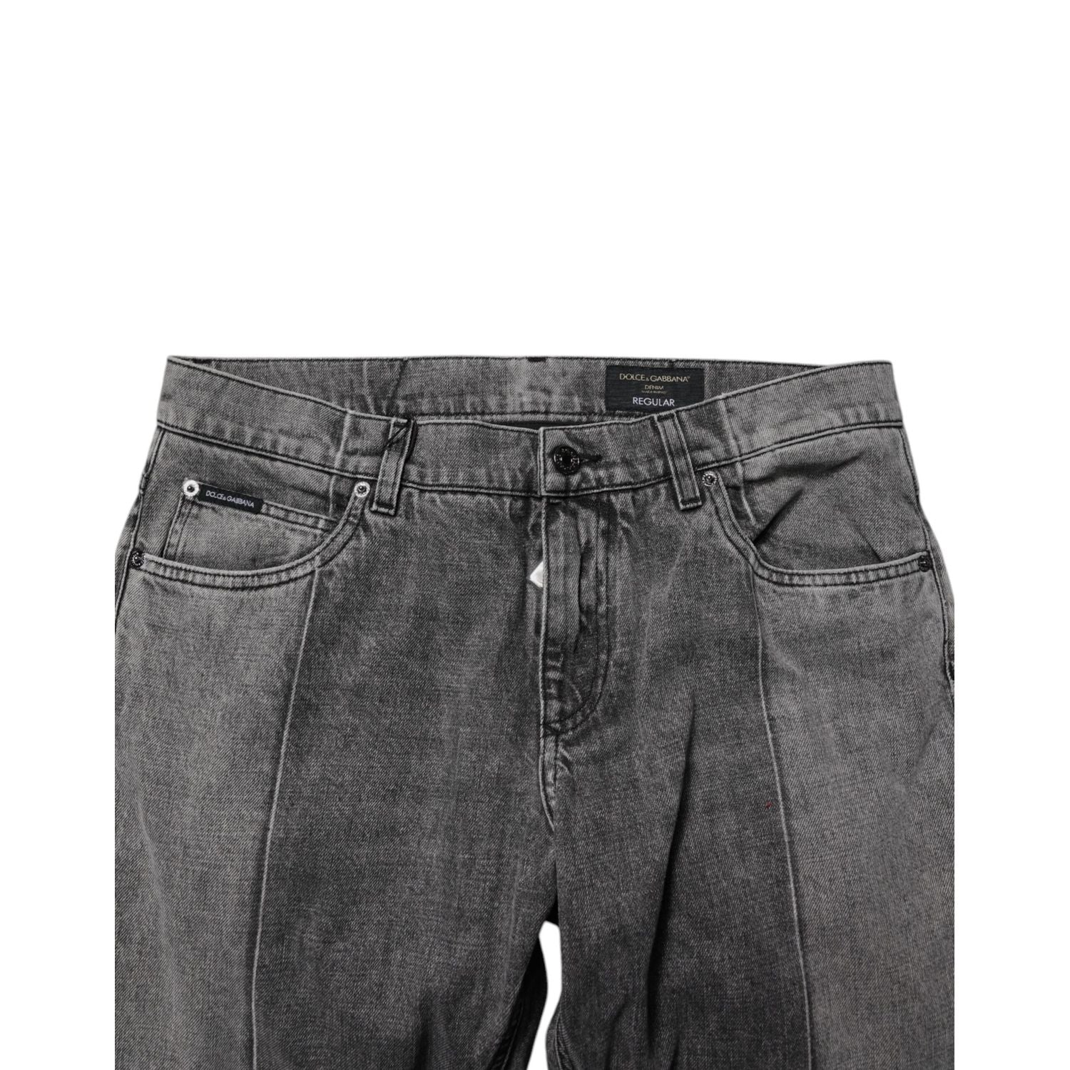 Dolce & Gabbana Two Tone Gray Cotton Denim Jeans