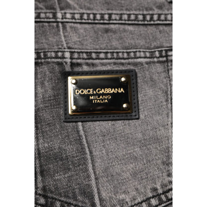 Dolce & Gabbana Two Tone Gray Cotton Denim Jeans