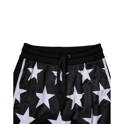 Dolce & Gabbana Black White Stars Jogger Men Sweatpants Pants