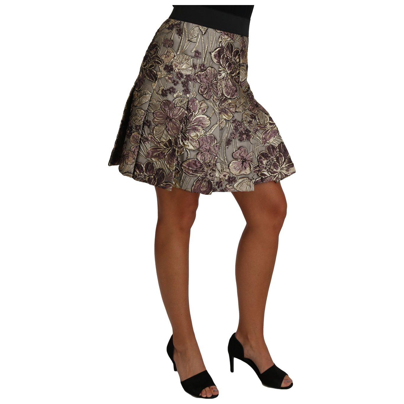 Dolce & Gabbana Elegant Floral A-Line Jacquard Skirt Skirt Dolce & Gabbana