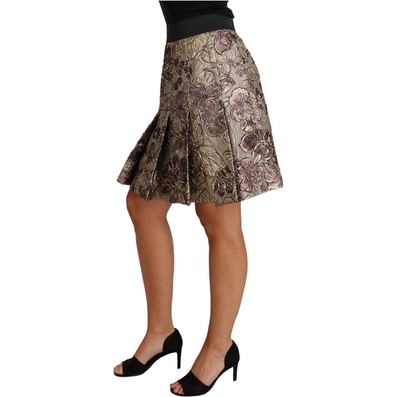 Dolce & Gabbana A-Line Mini Floral Print Jaquard Skirt