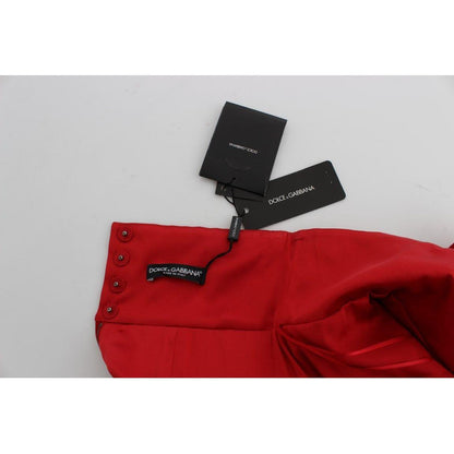 Dolce & Gabbana Red Silk Crystal Roses Shorts