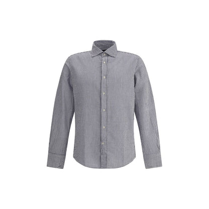 Deperlu Blue Cotton Pattern Shirt Deperlu