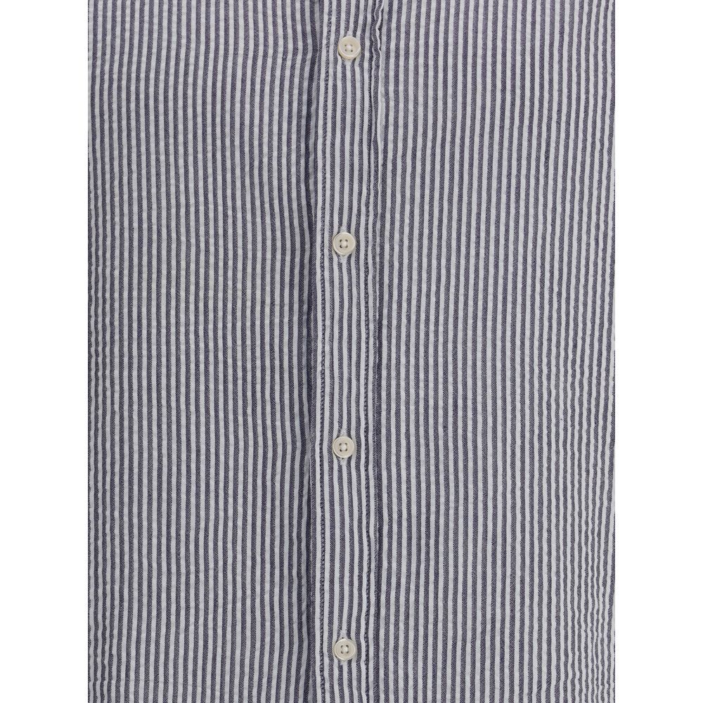 Deperlu Blue Cotton Pattern Shirt Deperlu
