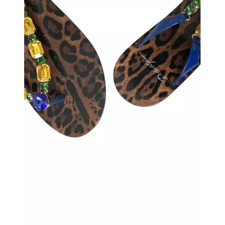 Dolce & Gabbana Blue Crystals Flats Sandals Beachwear Shoes