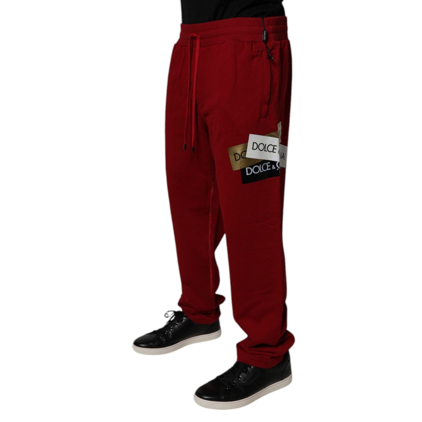 Dolce & Gabbana Red Logo Tape Cotton Jogger Sweatpants Pants Dolce & Gabbana