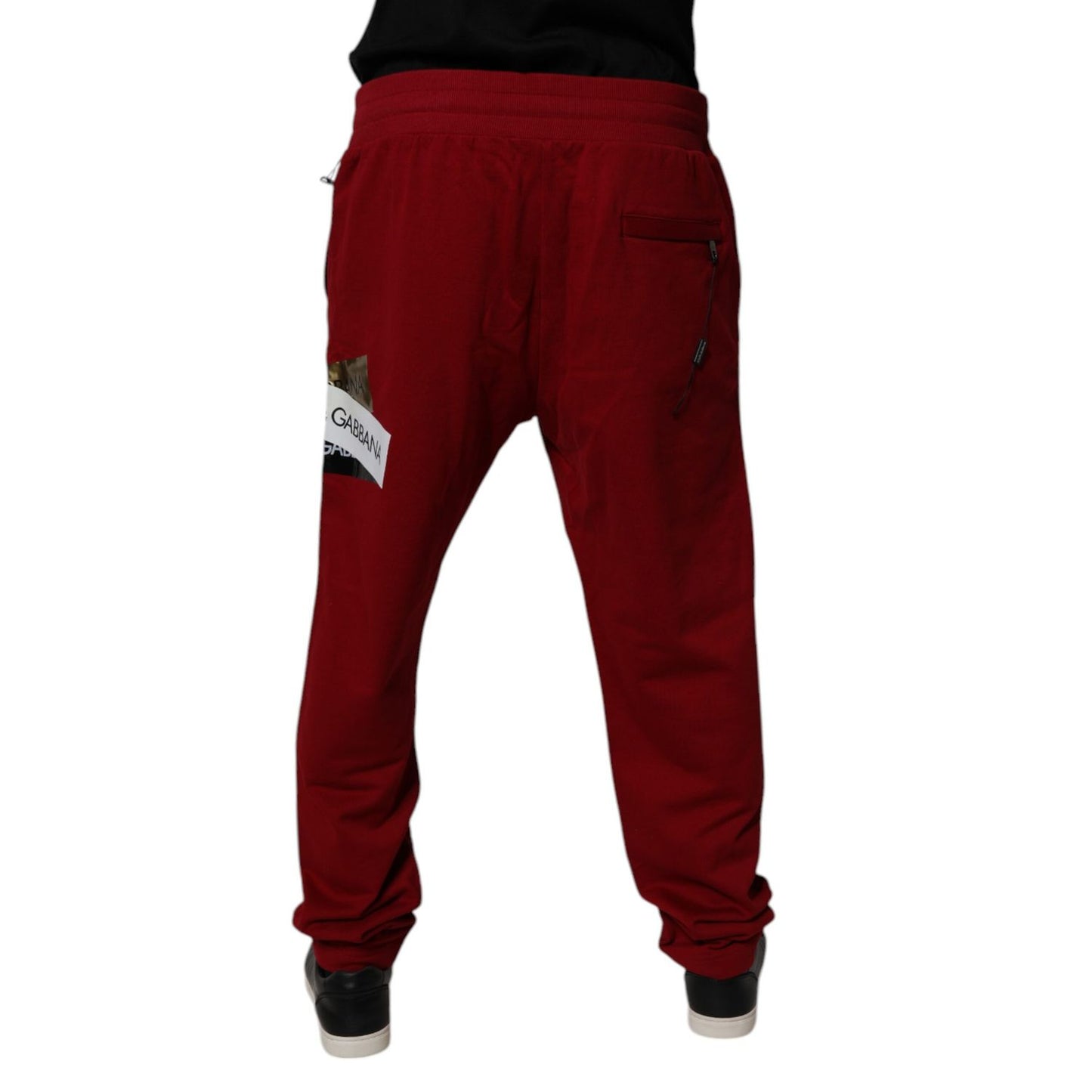 Dolce & Gabbana Red Logo Tape Cotton Jogger Sweatpants Pants Dolce & Gabbana