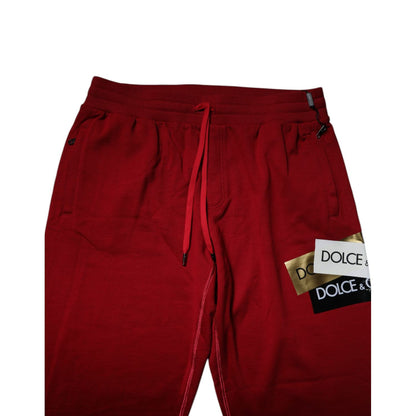 Dolce & Gabbana Red Logo Tape Cotton Jogger Sweatpants Pants Dolce & Gabbana