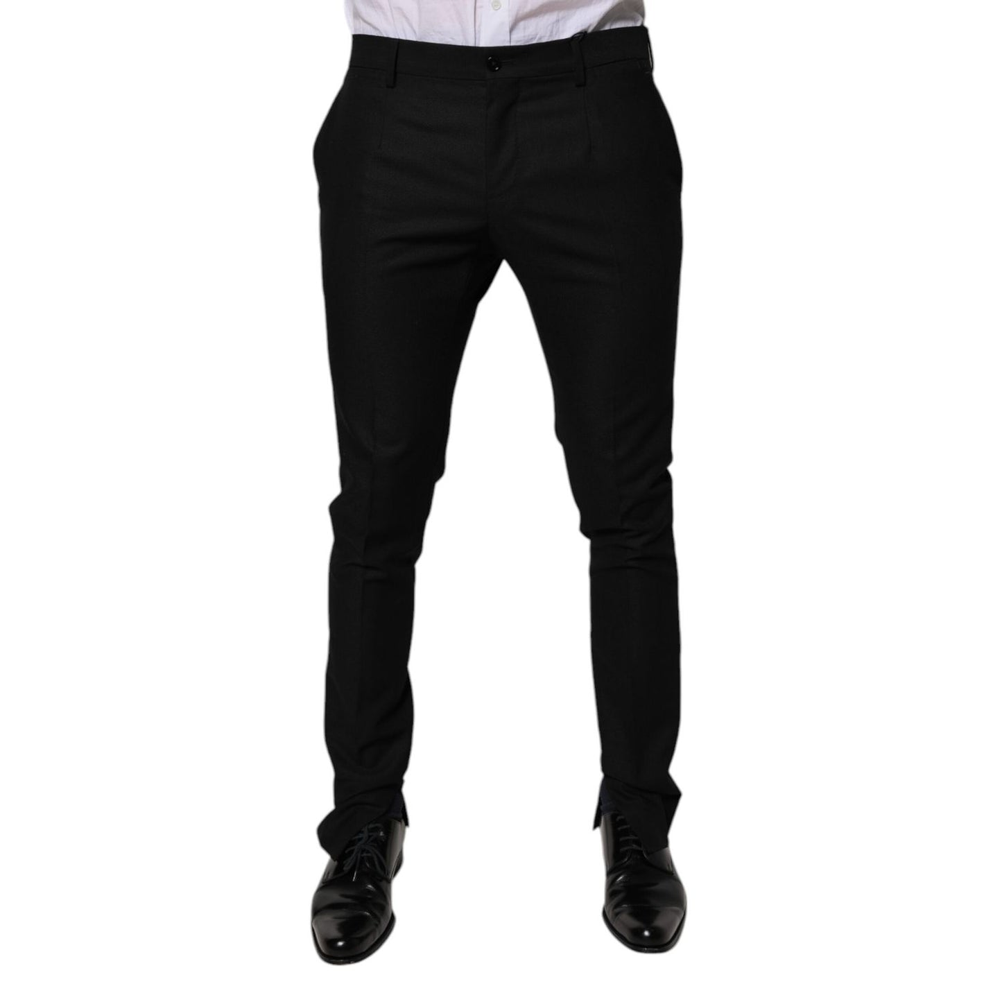 Dolce & Gabbana Black Virgin Wool MenSkinny Dress Formal Pants Dolce & Gabbana