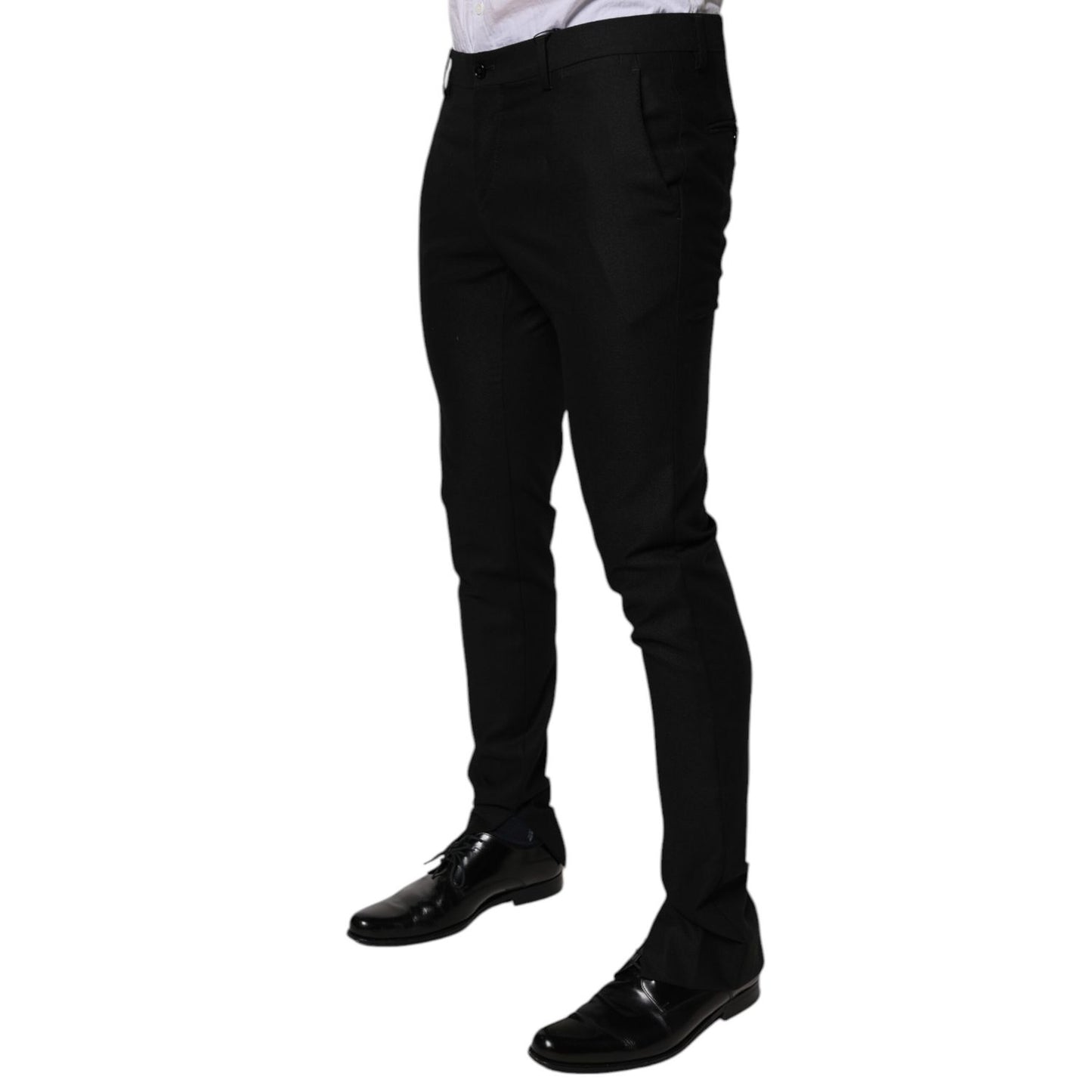 Dolce & Gabbana Black Virgin Wool MenSkinny Dress Formal Pants Dolce & Gabbana
