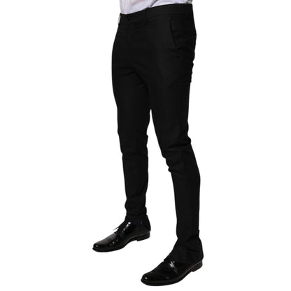 Dolce & Gabbana Black Virgin Wool MenSkinny Dress Formal Pants Dolce & Gabbana