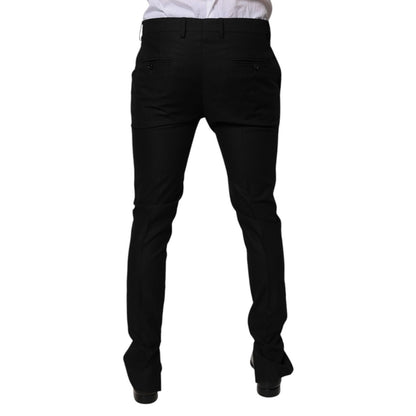 Dolce & Gabbana Black Virgin Wool MenSkinny Dress Formal Pants Dolce & Gabbana