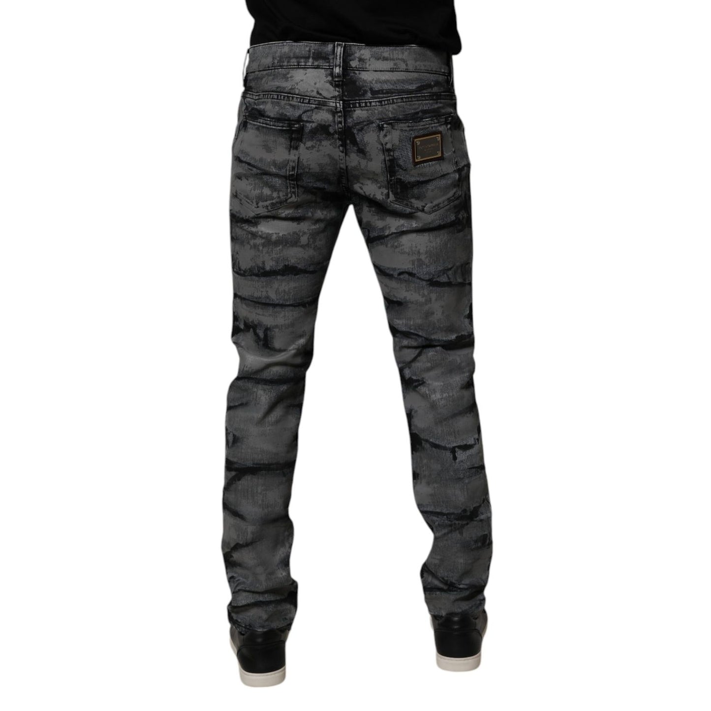 Dolce & Gabbana Gray Tie Dye Cotton Skinny Men Denim Jeans Dolce & Gabbana
