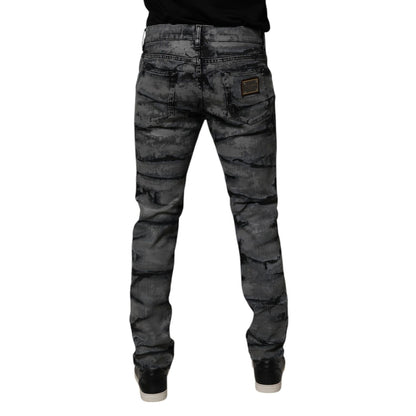 Dolce & Gabbana Gray Tie Dye Cotton Skinny Men Denim Jeans Dolce & Gabbana