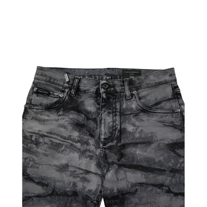 Dolce & Gabbana Gray Tie Dye Cotton Skinny Men Denim Jeans Dolce & Gabbana