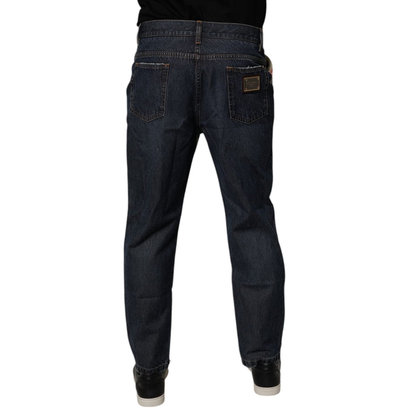 Dolce & Gabbana Beige Blue Floral Cotton Men Denim Jeans Dolce & Gabbana