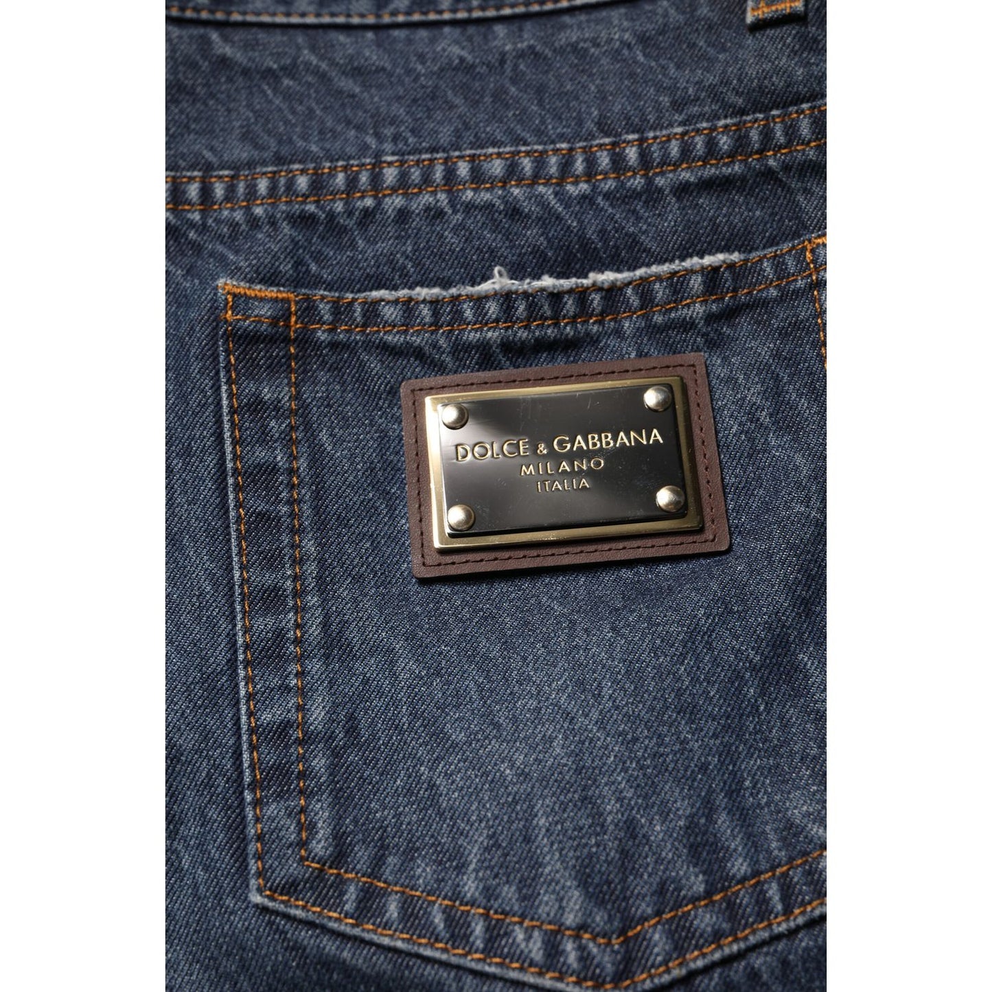 Dolce & Gabbana Beige Blue Floral Cotton Men Denim Jeans Dolce & Gabbana
