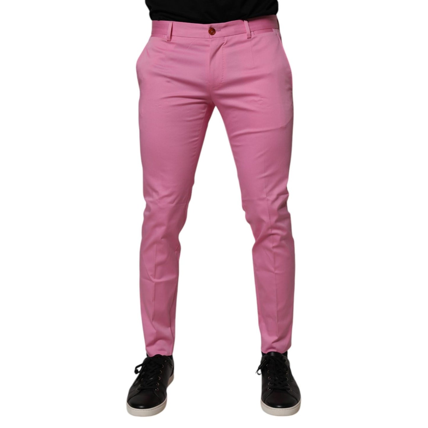Dolce & Gabbana Pink Cotton Slim Fit Men Dress Formal Pants Dolce & Gabbana
