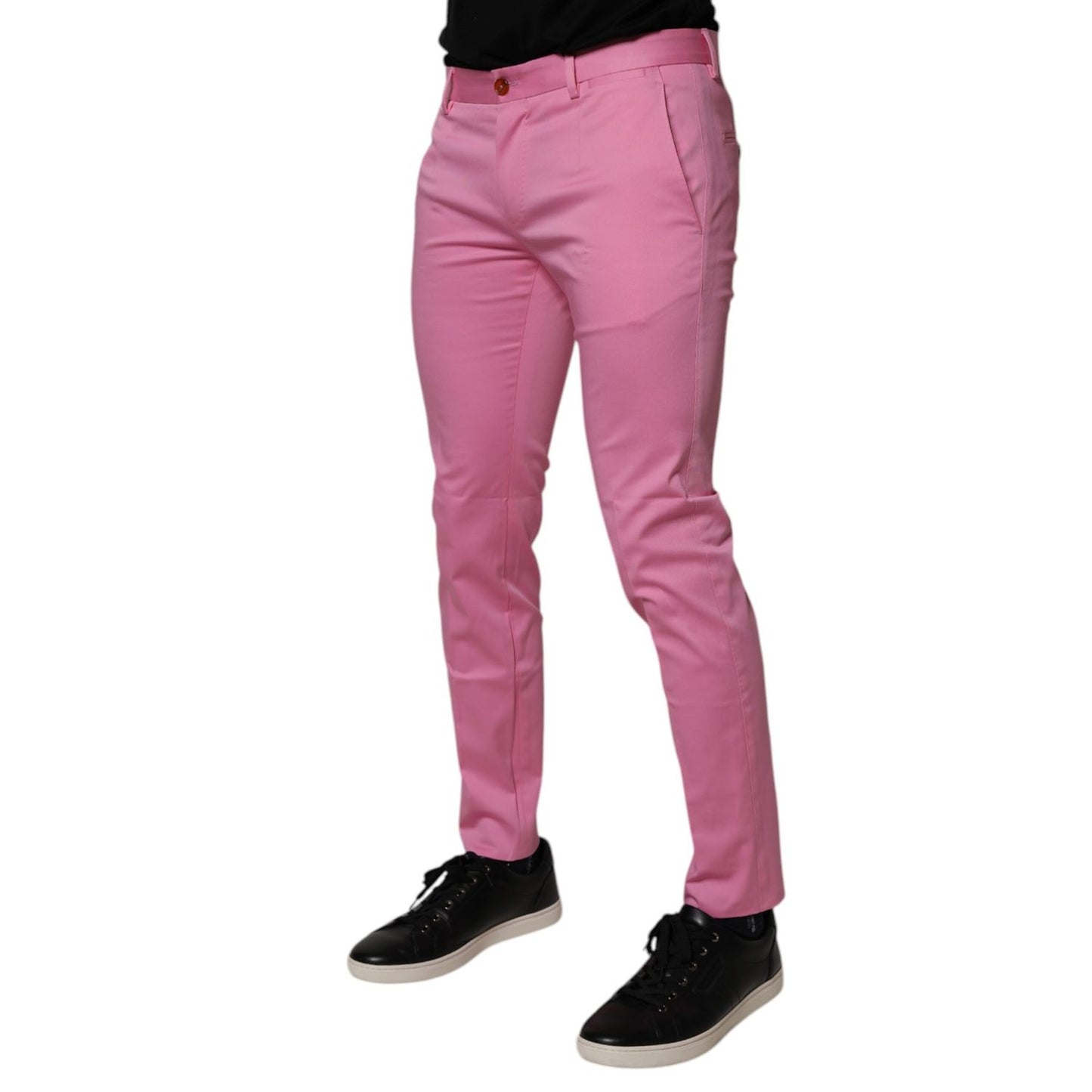 Dolce & Gabbana Pink Cotton Slim Fit Men Dress Formal Pants Dolce & Gabbana