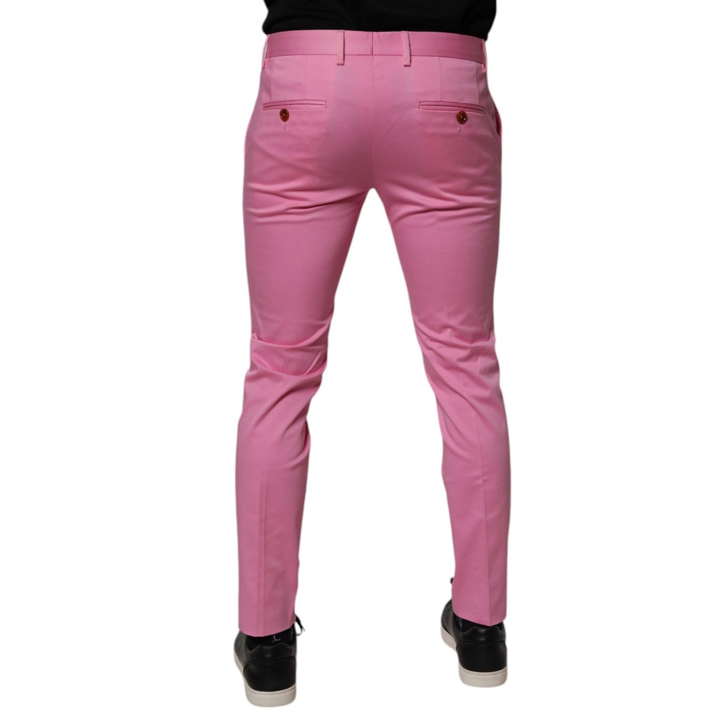 Dolce & Gabbana Pink Cotton Slim Fit Men Dress Formal Pants Dolce & Gabbana