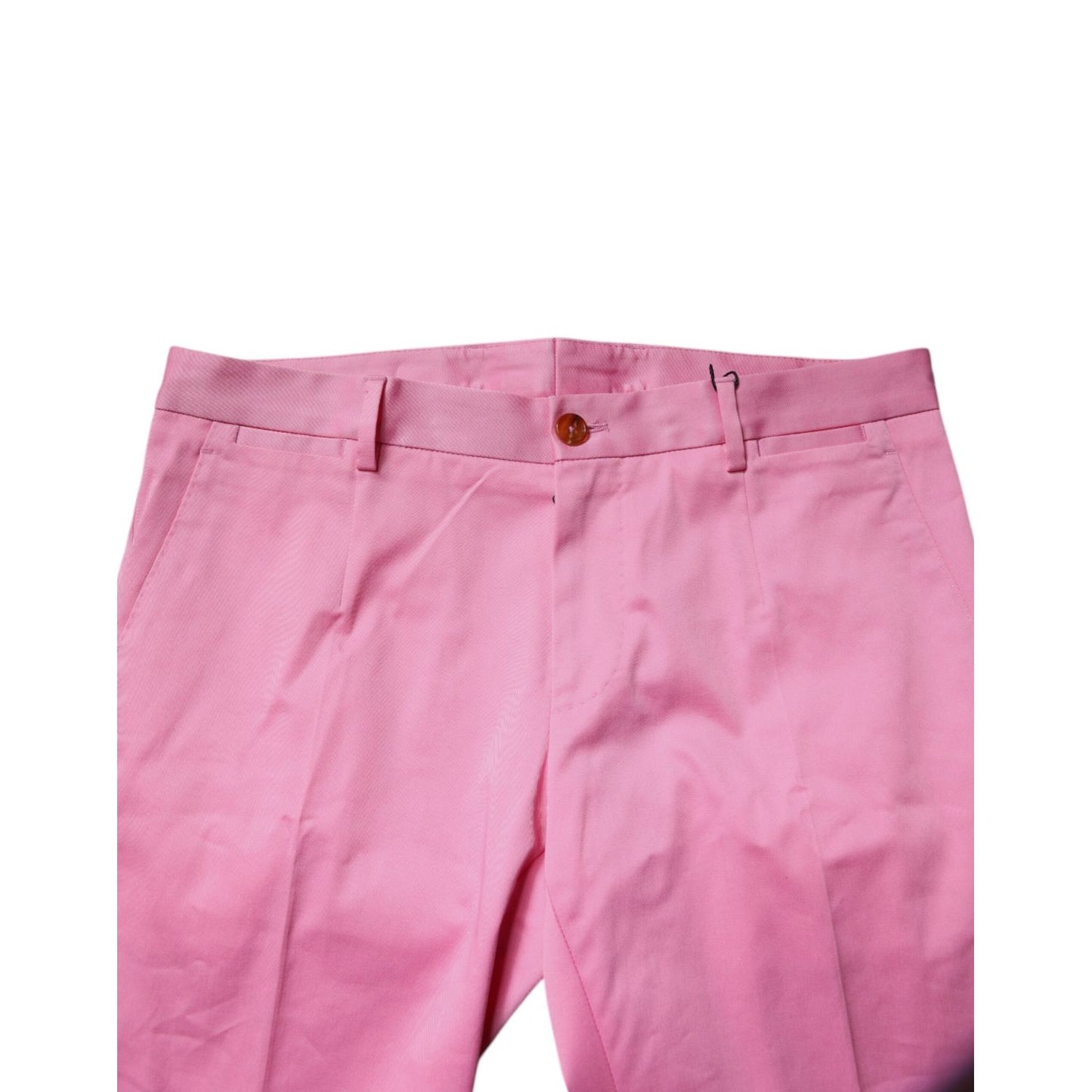 Dolce & Gabbana Pink Cotton Slim Fit Men Dress Formal Pants Dolce & Gabbana
