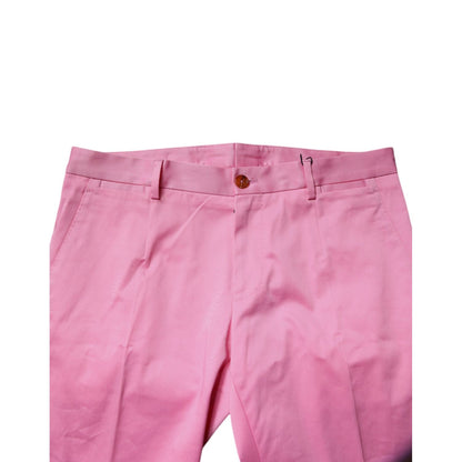 Dolce & Gabbana Pink Cotton Slim Fit Men Dress Formal Pants Dolce & Gabbana