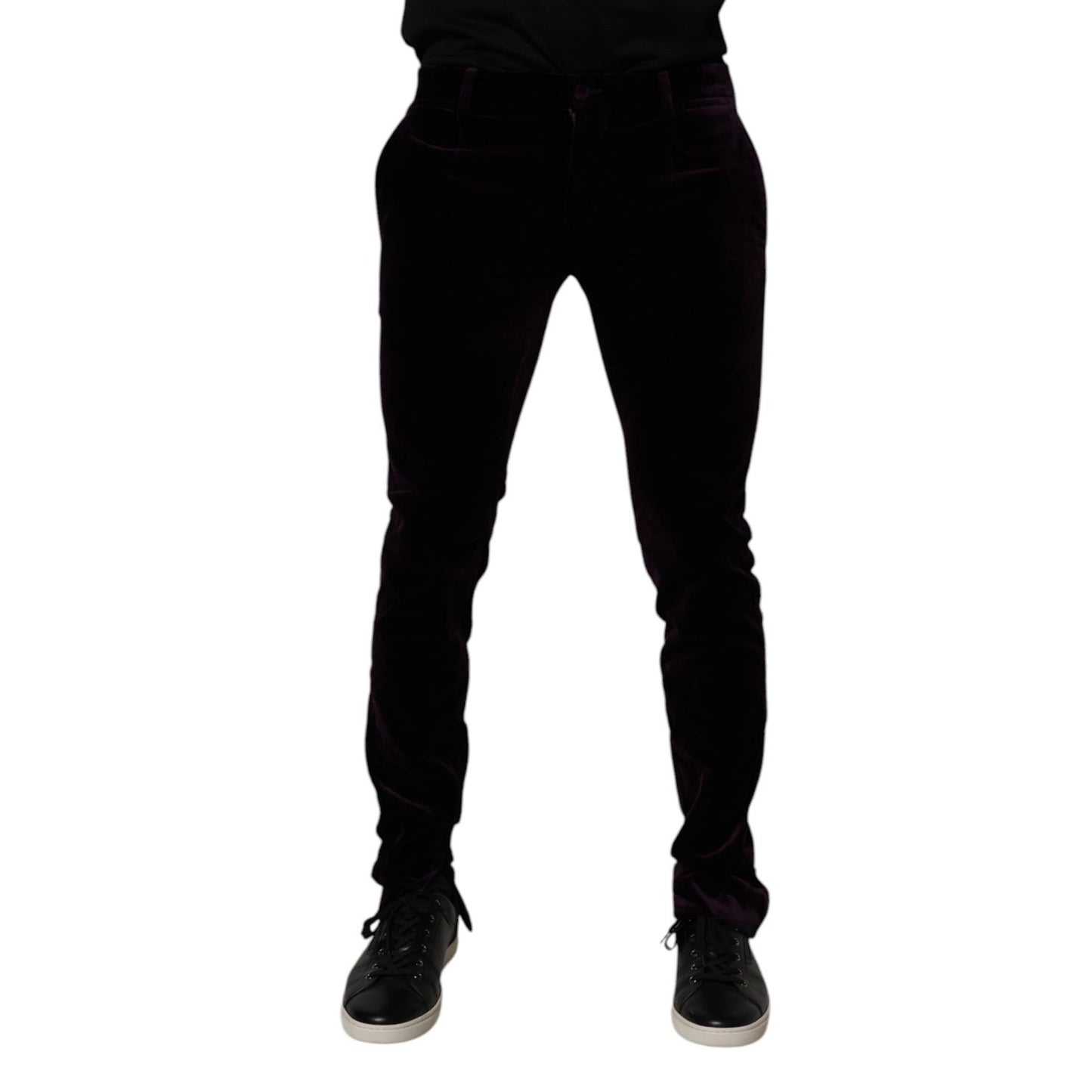 Dolce & Gabbana Violet Velvet Cotton Men Dress Formal Pants Dolce & Gabbana
