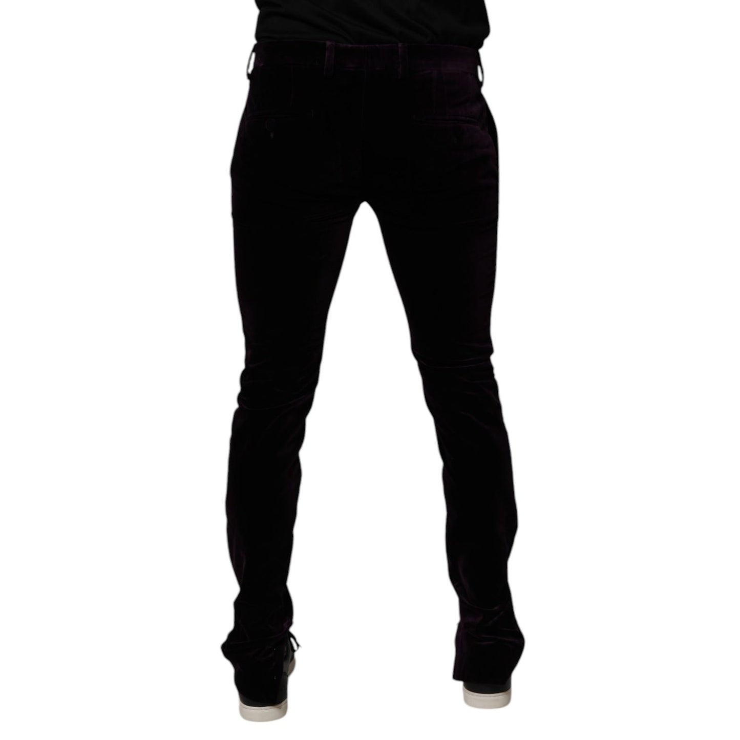Dolce & Gabbana Violet Velvet Cotton Men Dress Formal Pants Dolce & Gabbana