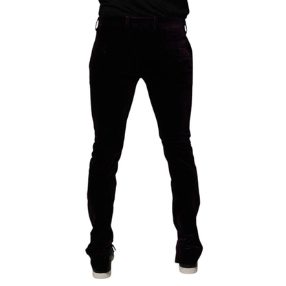 Dolce & Gabbana Violet Velvet Cotton Men Dress Formal Pants Dolce & Gabbana