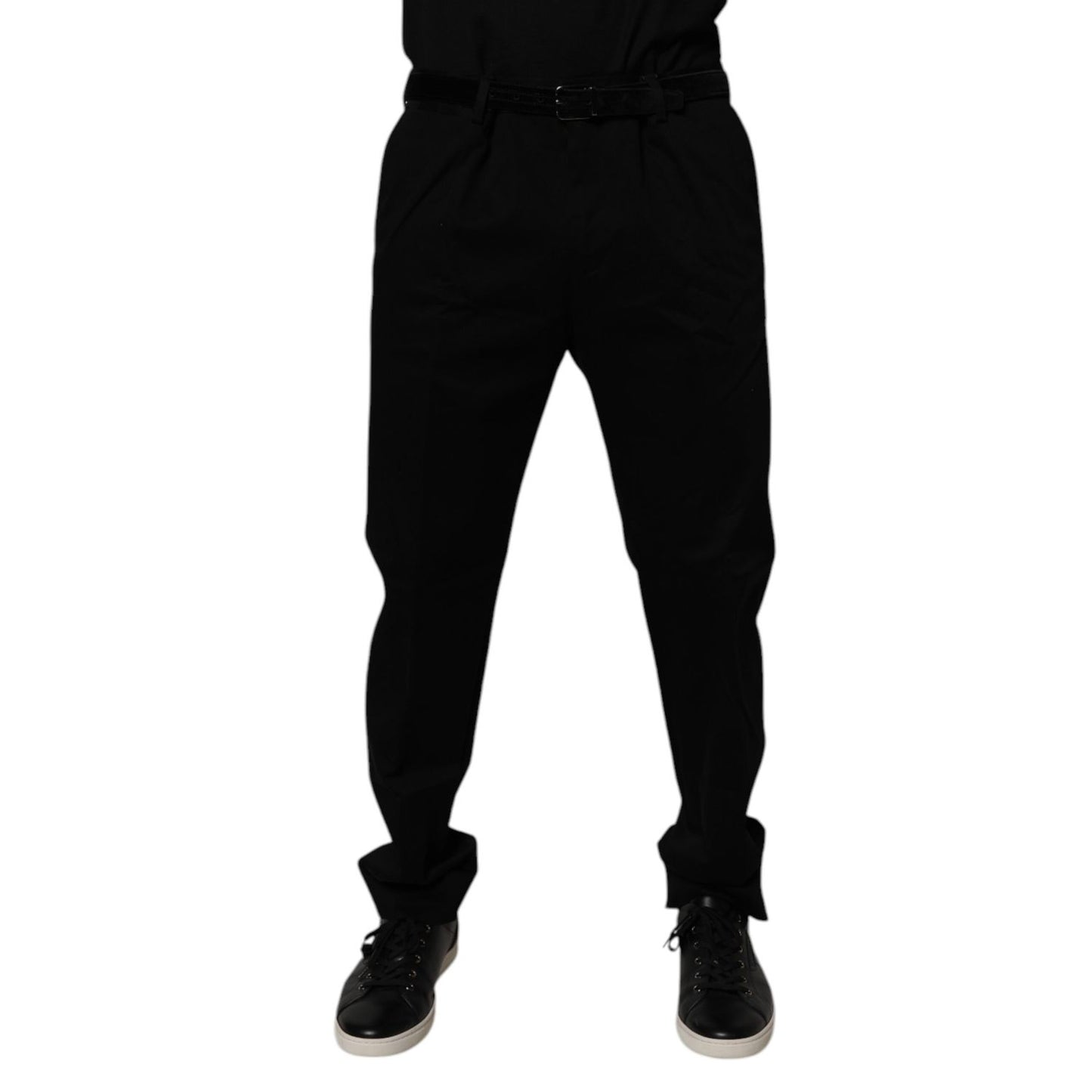 Dolce & Gabbana Black Cotton Men Skinny Dress Formal Pants Dolce & Gabbana