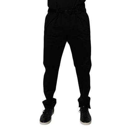 Dolce & Gabbana Black Cotton Men Skinny Dress Formal Pants Dolce & Gabbana