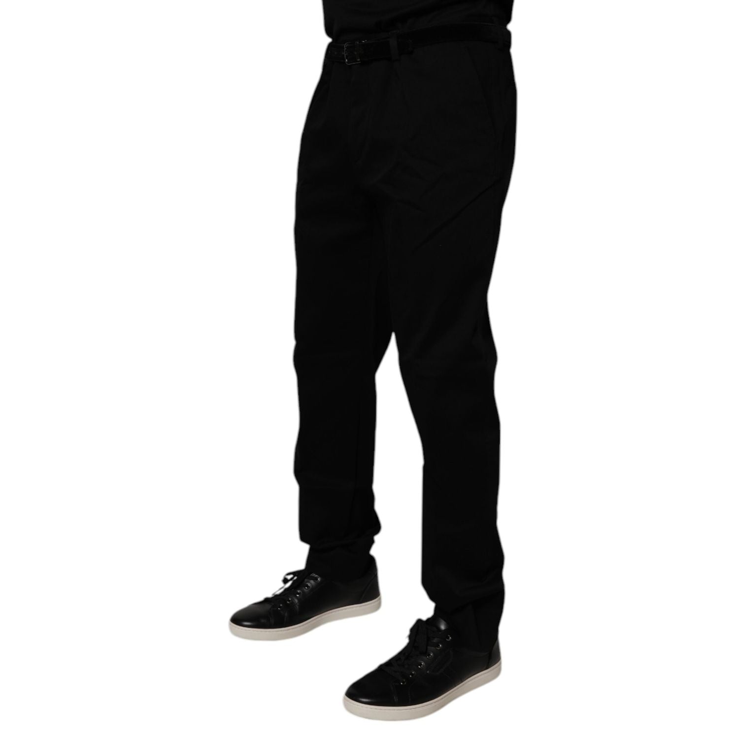Dolce & Gabbana Black Cotton Men Skinny Dress Formal Pants