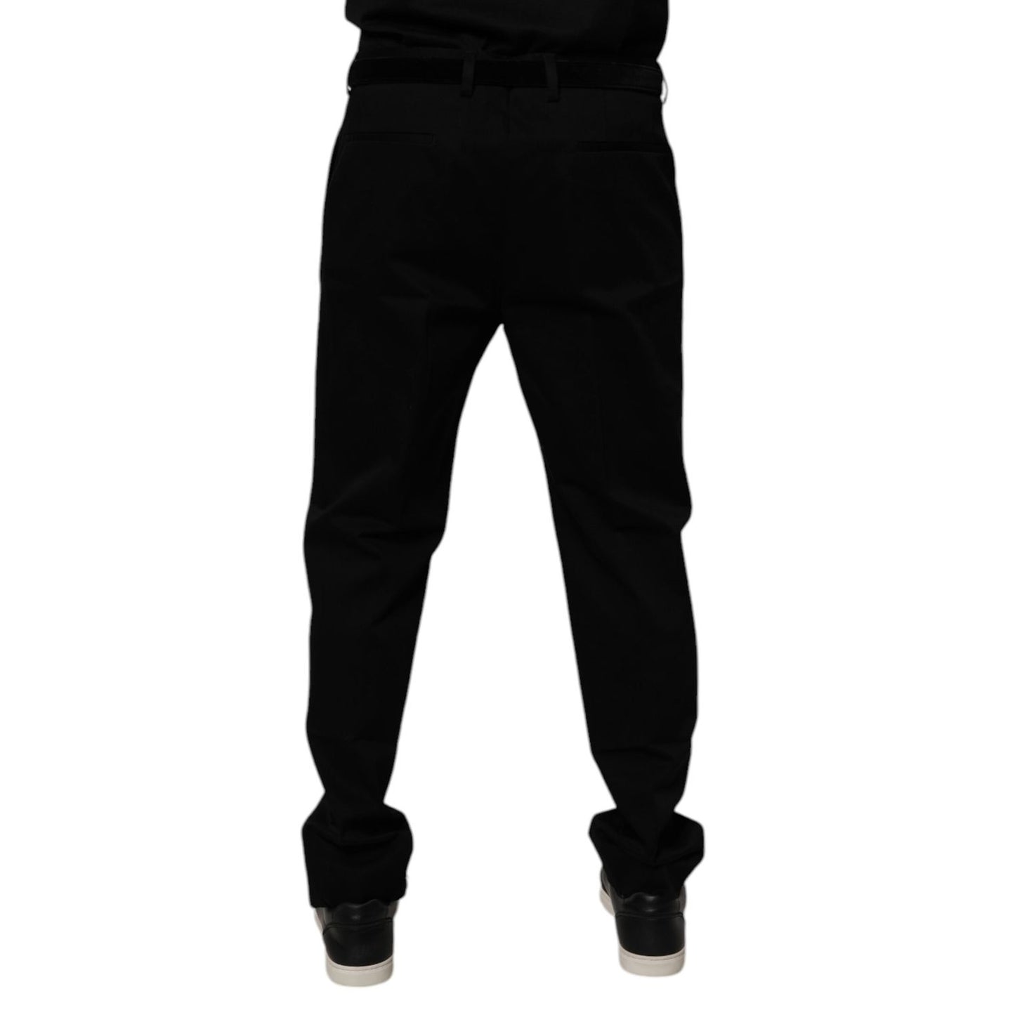 Dolce & Gabbana Black Cotton Men Skinny Dress Formal Pants Dolce & Gabbana