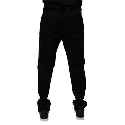 Dolce & Gabbana Black Cotton Men Skinny Dress Formal Pants Dolce & Gabbana