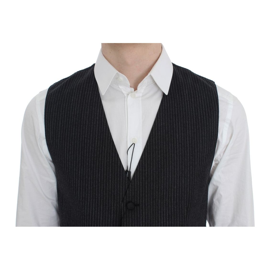 Dolce & Gabbana Elegant Gray Striped Wool Vest Dolce & Gabbana