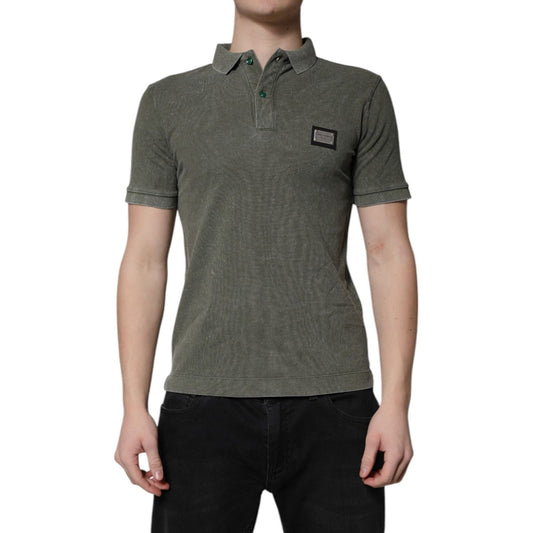 Dolce & Gabbana Army Green Logo Plaque Cotton Polo Shirt T-shirt Dolce & Gabbana