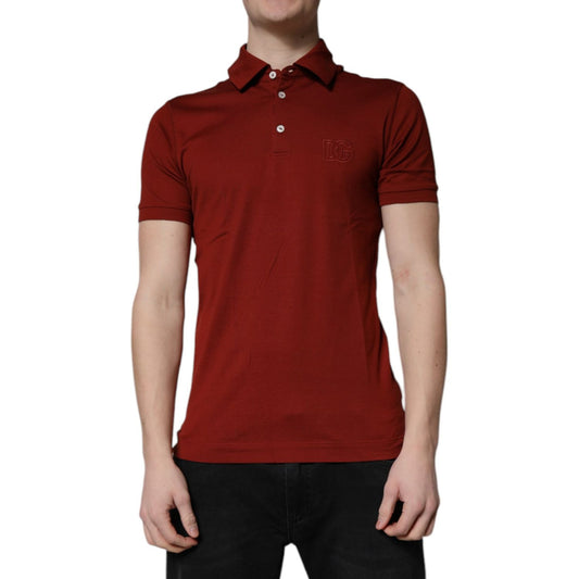 Dolce & Gabbana Red Cotton DG Logo Collared Men Polo T-shirt Dolce & Gabbana