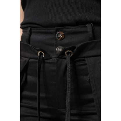 Dolce & Gabbana Black Cotton High Waist Cargo Pants