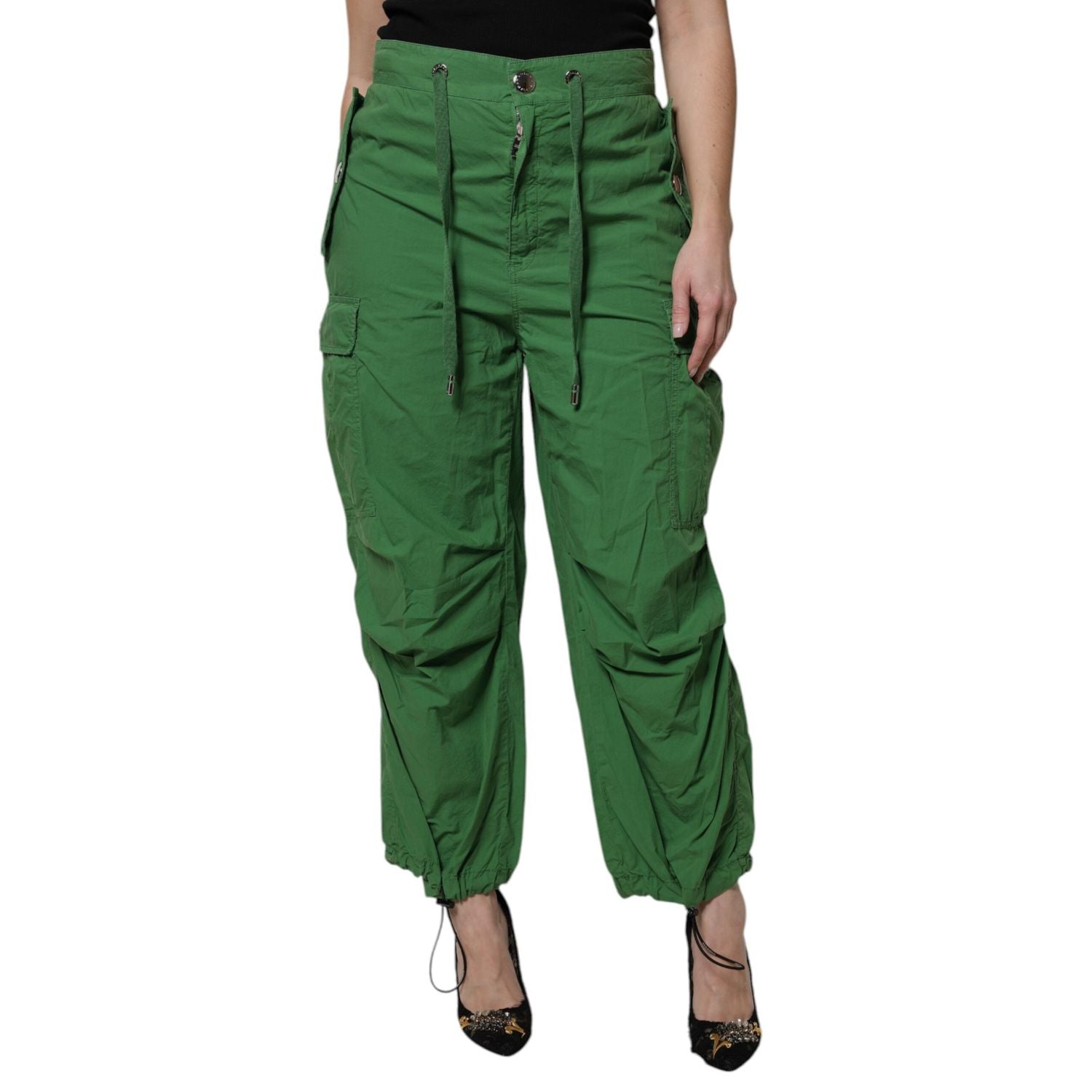 Dolce & Gabbana Green Cotton High Waist Cargo Pants