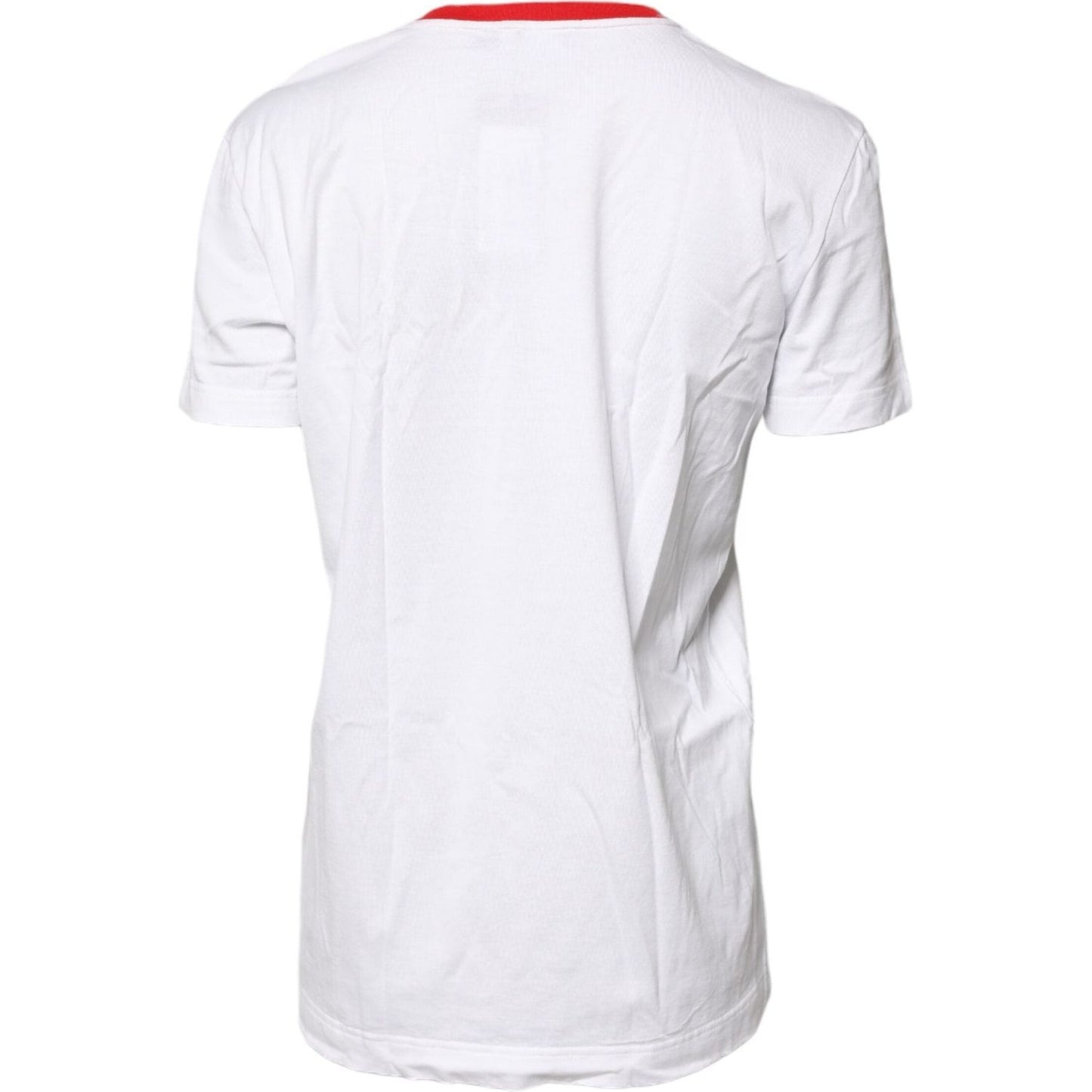 Dolce & Gabbana White Graphic Print Cotton Crew Neck T-shirt