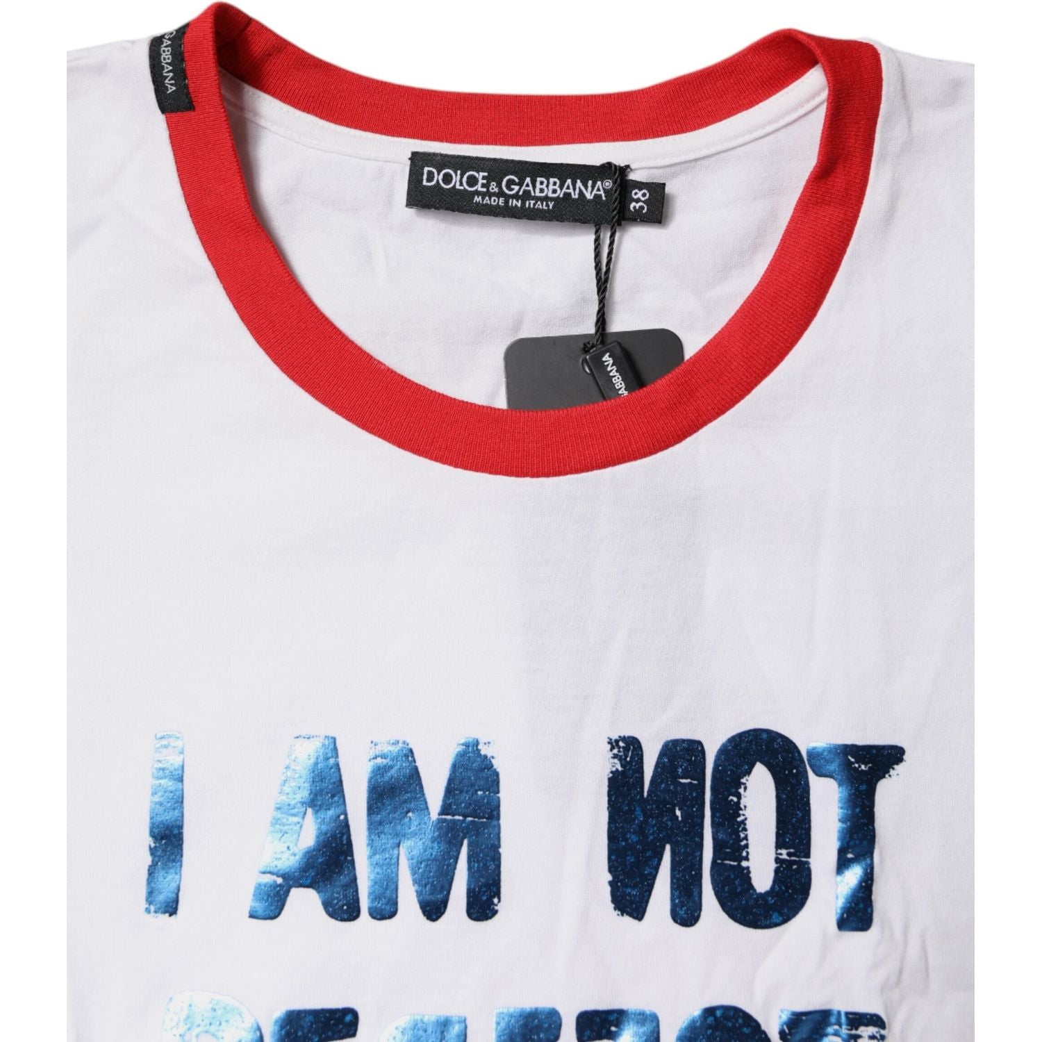 Dolce & Gabbana White Graphic Print Cotton Crew Neck T-shirt